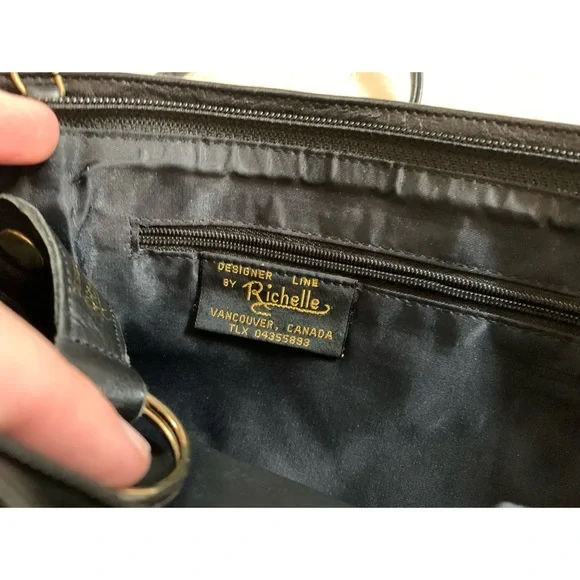 Designer black faux leather handbag. - Picture 9 of 11